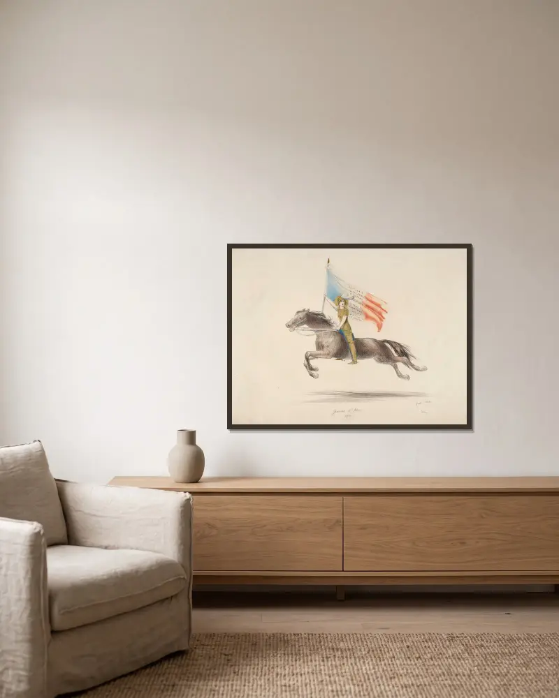 Jeanne d’Arc von Jean Veber gerahmt an einer Wand