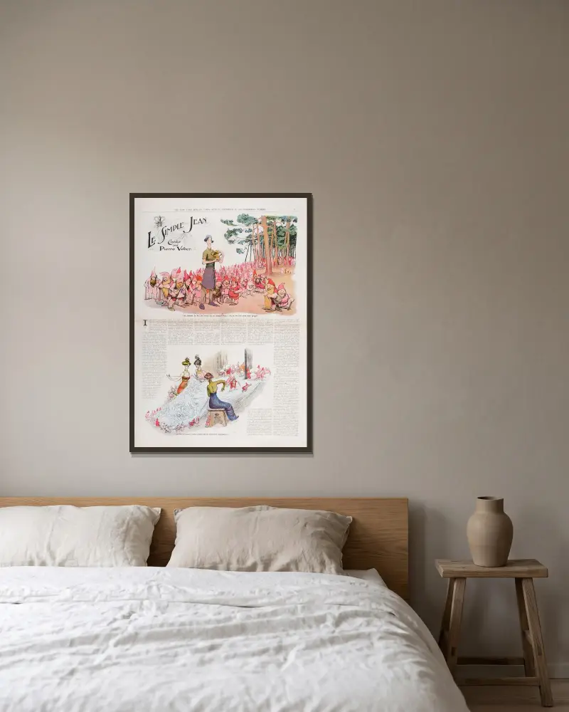 Le Simple Jean av Jean Veber inramad på en vägg
