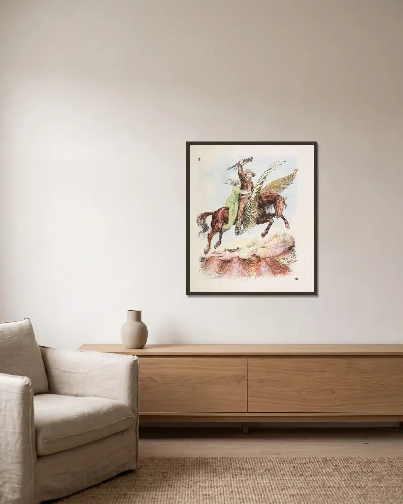 L’insaisissable Dewet von Jean Veber gerahmt an einer Wand