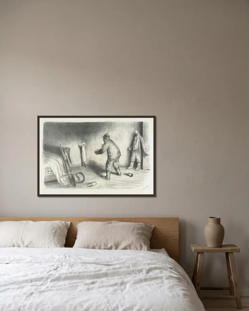 Perdue von Jean Veber gerahmt an einer Wand