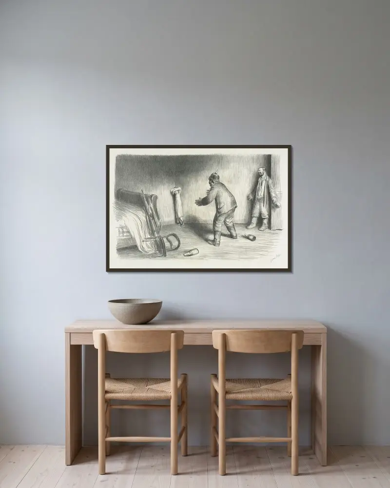 Perdue von Jean Veber gerahmt an einer Wand