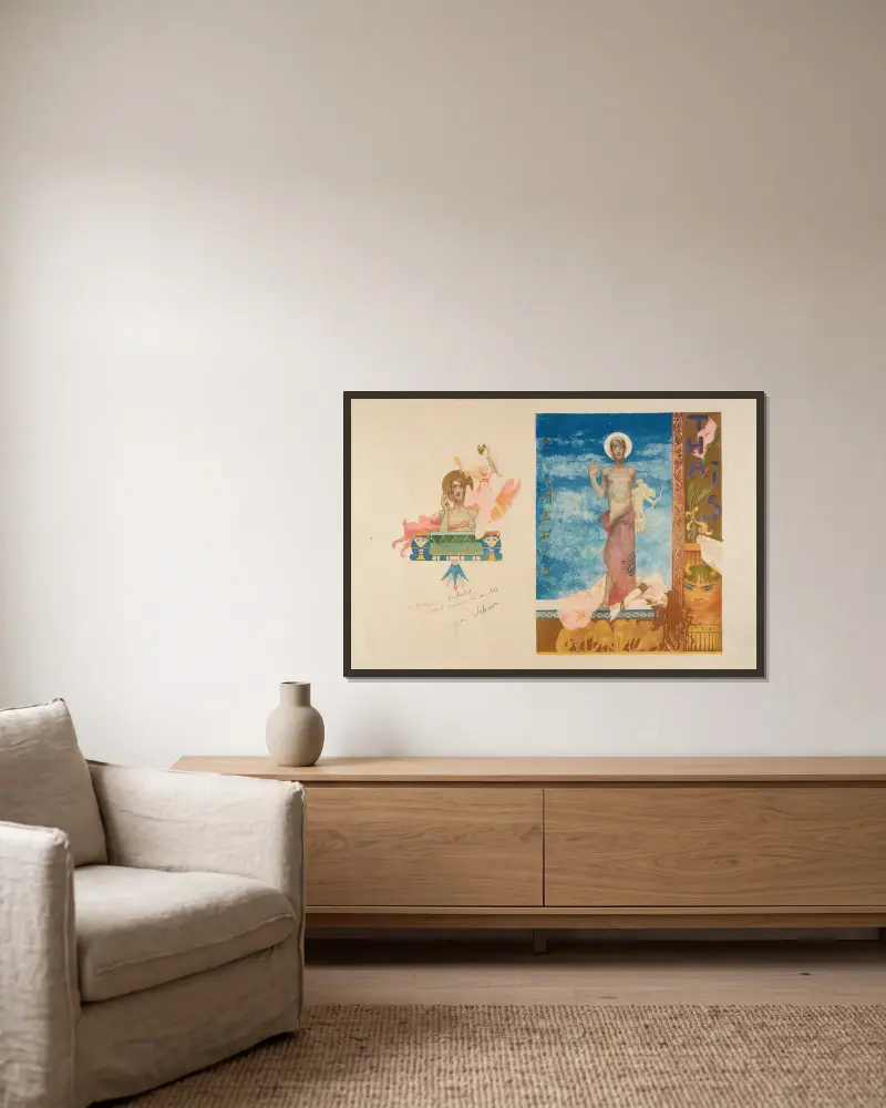 Thaïs – 2 projets d’illustrations pour la partition de Jules Massenet av Jean Veber inramad på en vägg
