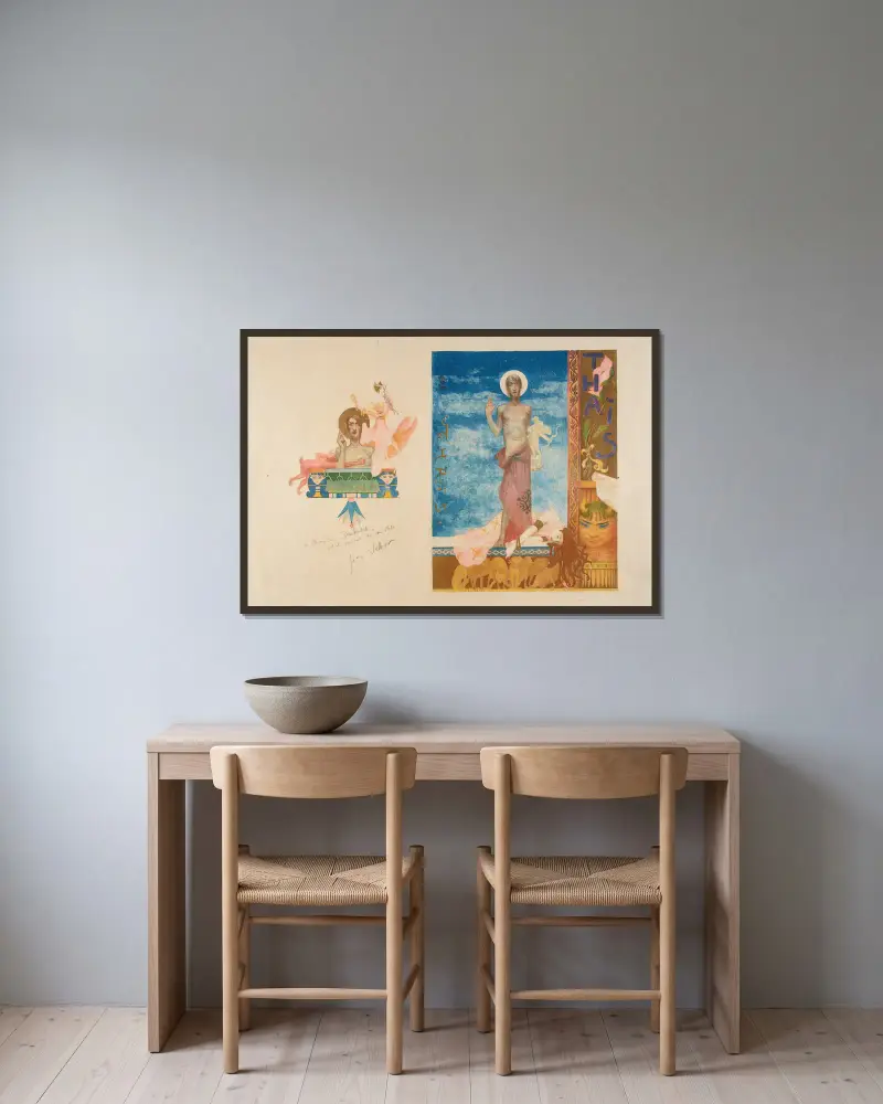 Thaïs – 2 projets d’illustrations pour la partition de Jules Massenet av Jean Veber inramad på en vägg