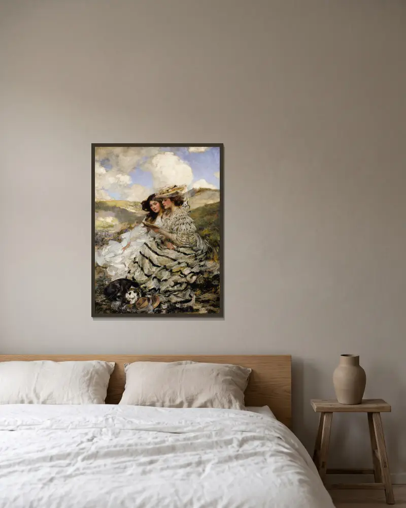 Auf den Dünen (Lady Shannon und Kitty) von James Jebusa Shannon gerahmt an einer Wand