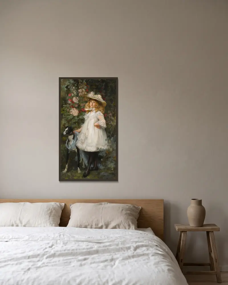 Porträtt av en flicka av James Jebusa Shannon inramad på en vägg