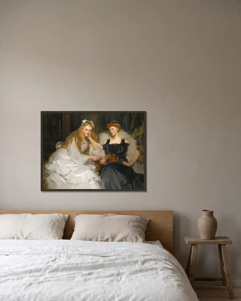 Portraits Of Lorna And Dorothy Bell, Daughters Of W. Heward Bell, Esq. av James Jebusa Shannon inramad på en vägg