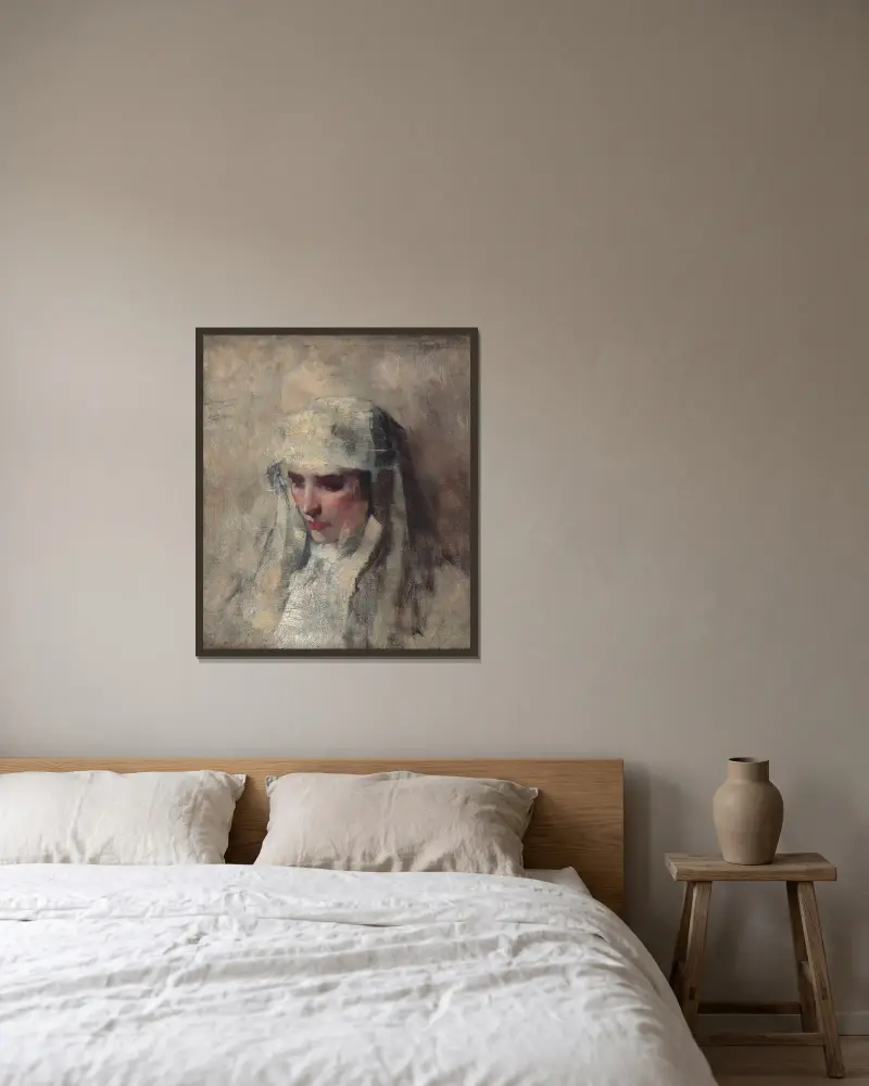 Studie till ’Madonna och barn’ av James Jebusa Shannon inramad på en vägg
