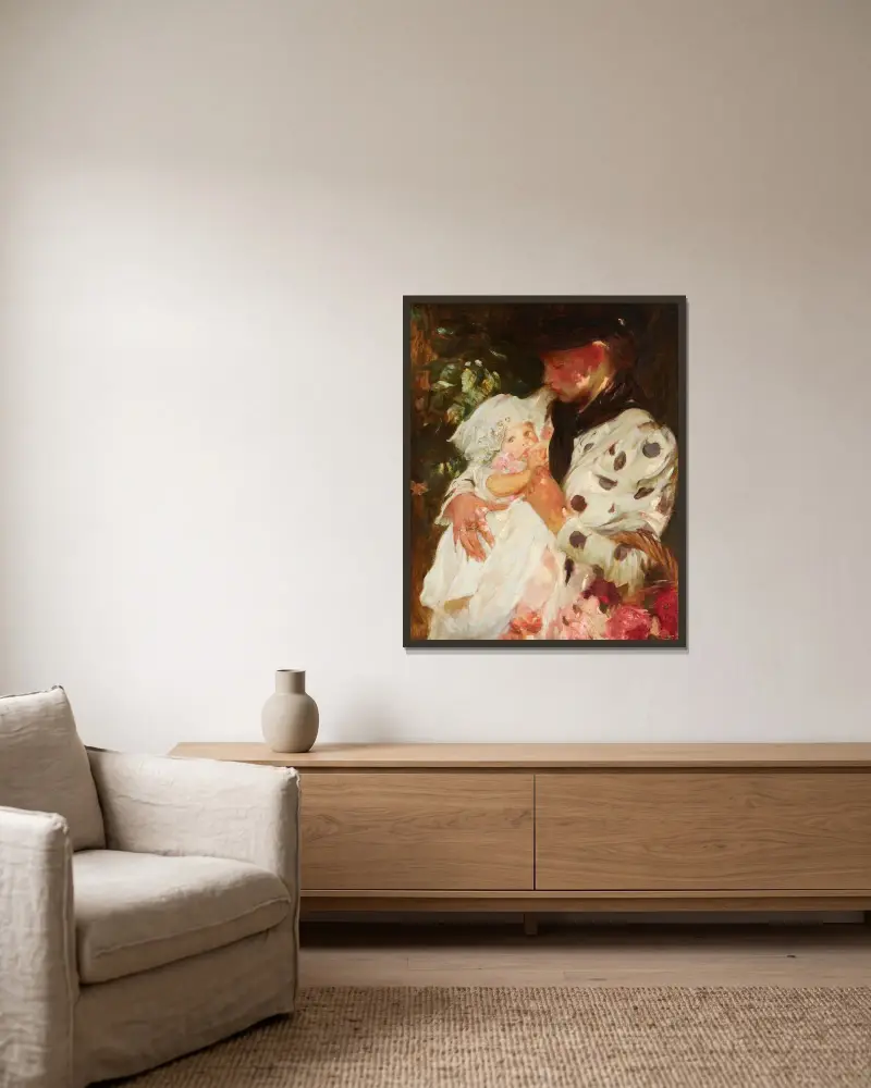 Blomsterflickan av James Jebusa Shannon inramad på en vägg