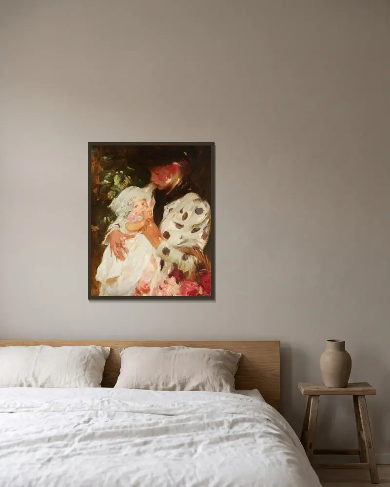 Blomsterflickan av James Jebusa Shannon inramad på en vägg