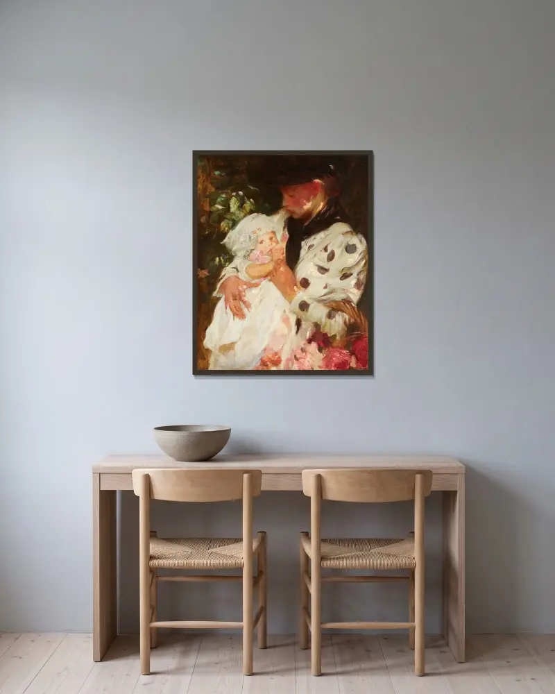 Blomsterflickan av James Jebusa Shannon inramad på en vägg