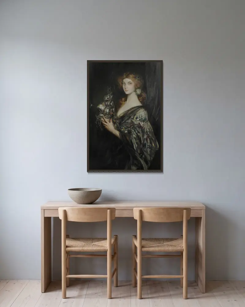 Das silberne Schiff von James Jebusa Shannon gerahmt an einer Wand