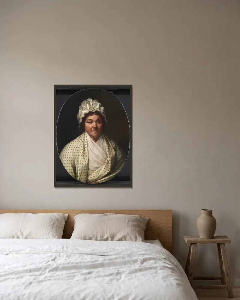 Cecilie Marie Elisabeth Schouw, f. Bagge, Poul Johan Schouws hustru av Jens Juel inramad på en vägg