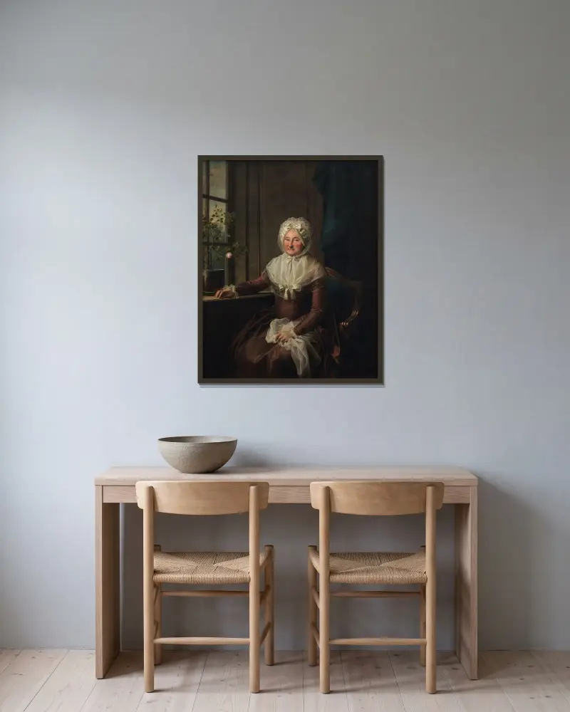 Gräfin Anna Joachima Danneskiold-Laurvig, geborene Ahlefeldt von Jens Juel gerahmt an einer Wand