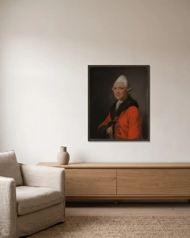 Otto Christopher von Munthe af Morgenstierne av Jens Juel inramad på en vägg