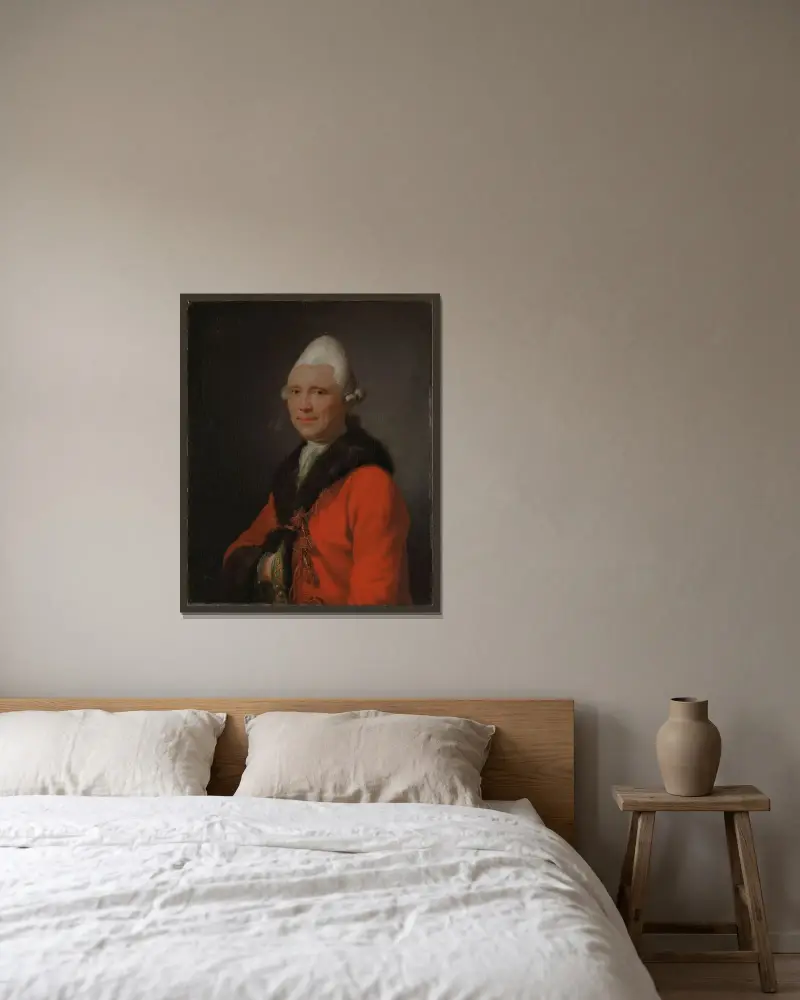 Otto Christopher von Munthe af Morgenstierne av Jens Juel inramad på en vägg