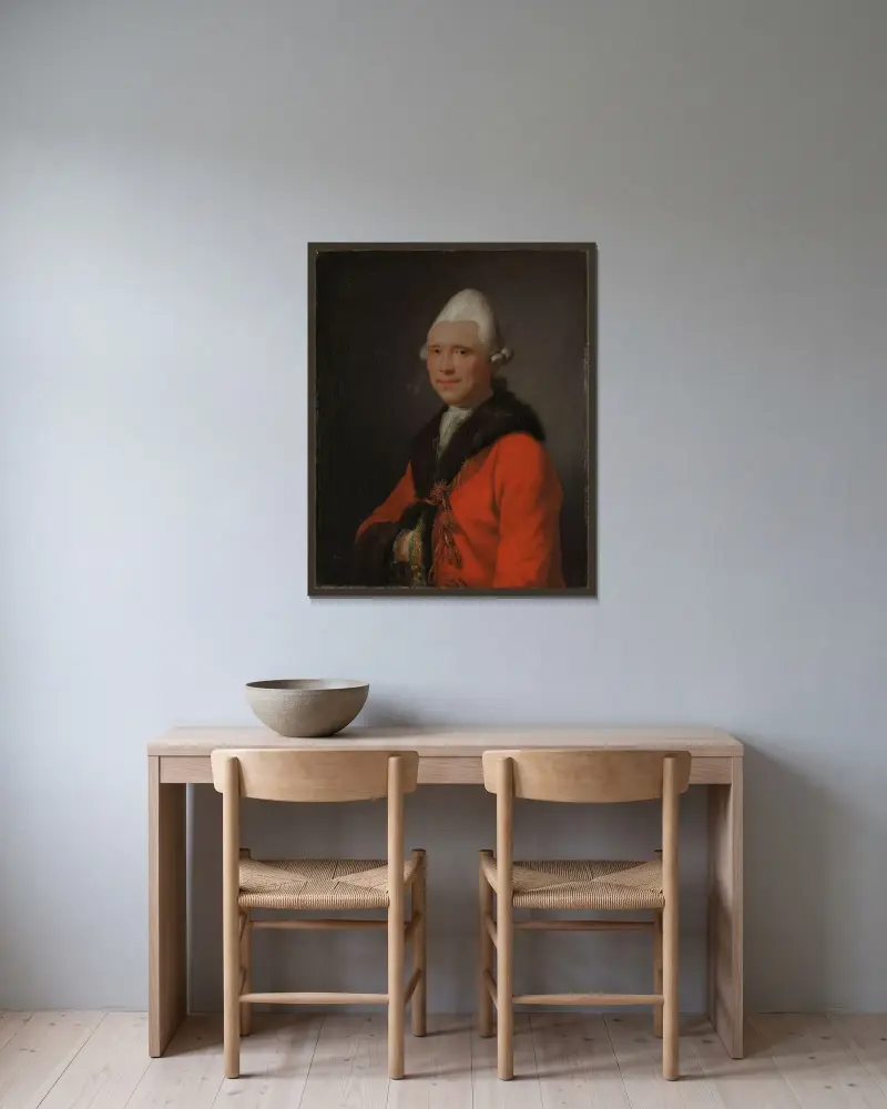 Otto Christopher von Munthe af Morgenstierne av Jens Juel inramad på en vägg