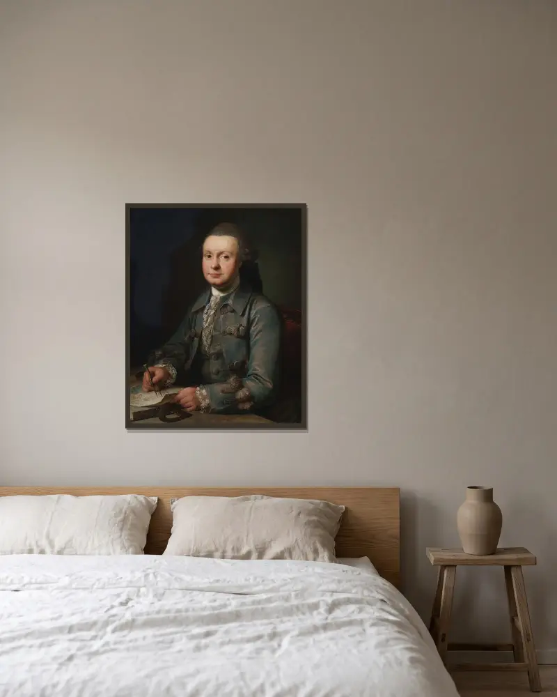Peder Rahr, köpman i Ribe av Jens Juel inramad på en vägg
