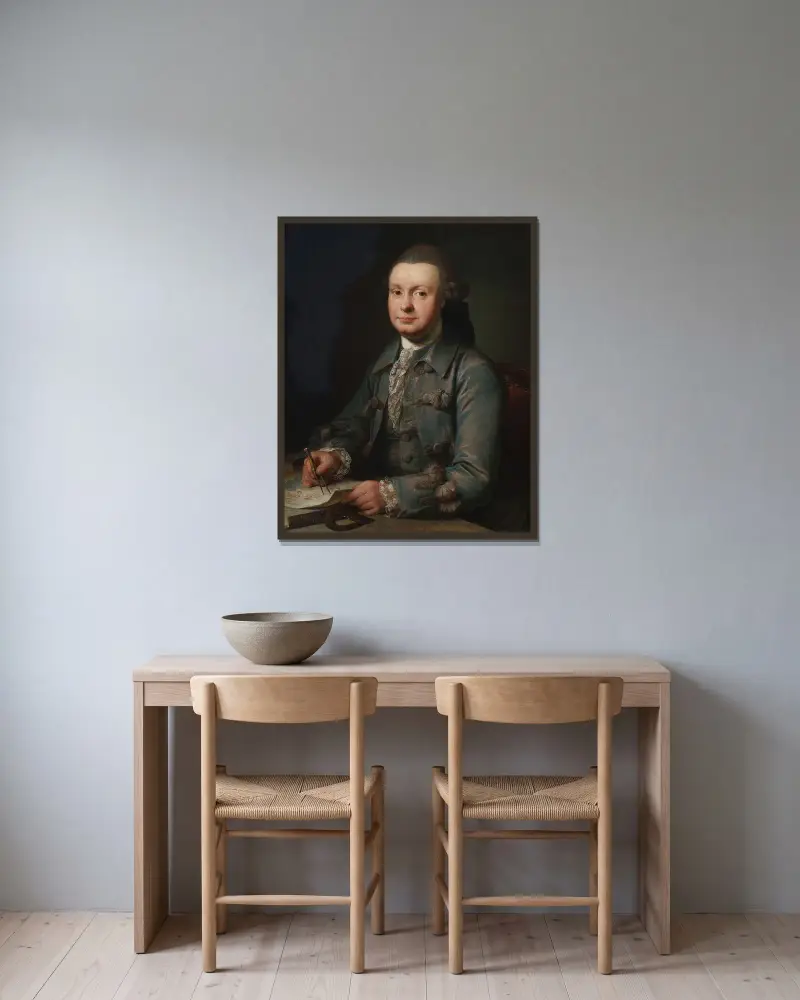 Peder Rahr, köpman i Ribe av Jens Juel inramad på en vägg