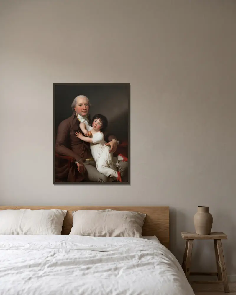 Peter Tutein with his Youngest Son Louis Alexander av Jens Juel inramad på en vägg