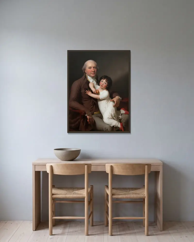 Peter Tutein with his Youngest Son Louis Alexander av Jens Juel inramad på en vägg