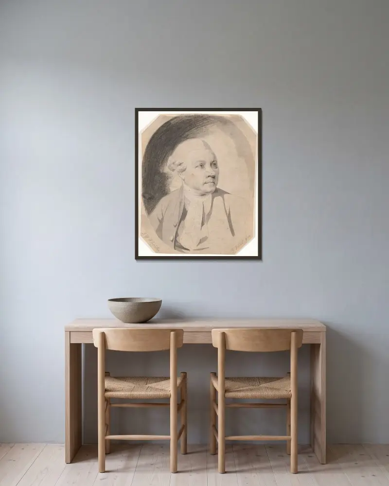 Porträtt av poeten FG Klopstock 1724–1803 av Jens Juel inramad på en vägg