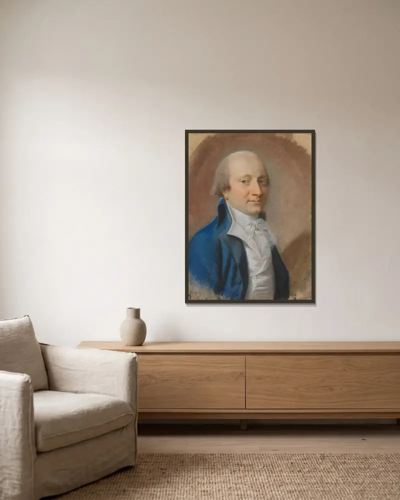 Porträtt av en herre, förmodligen en Blücher av Jens Juel inramad på en vägg