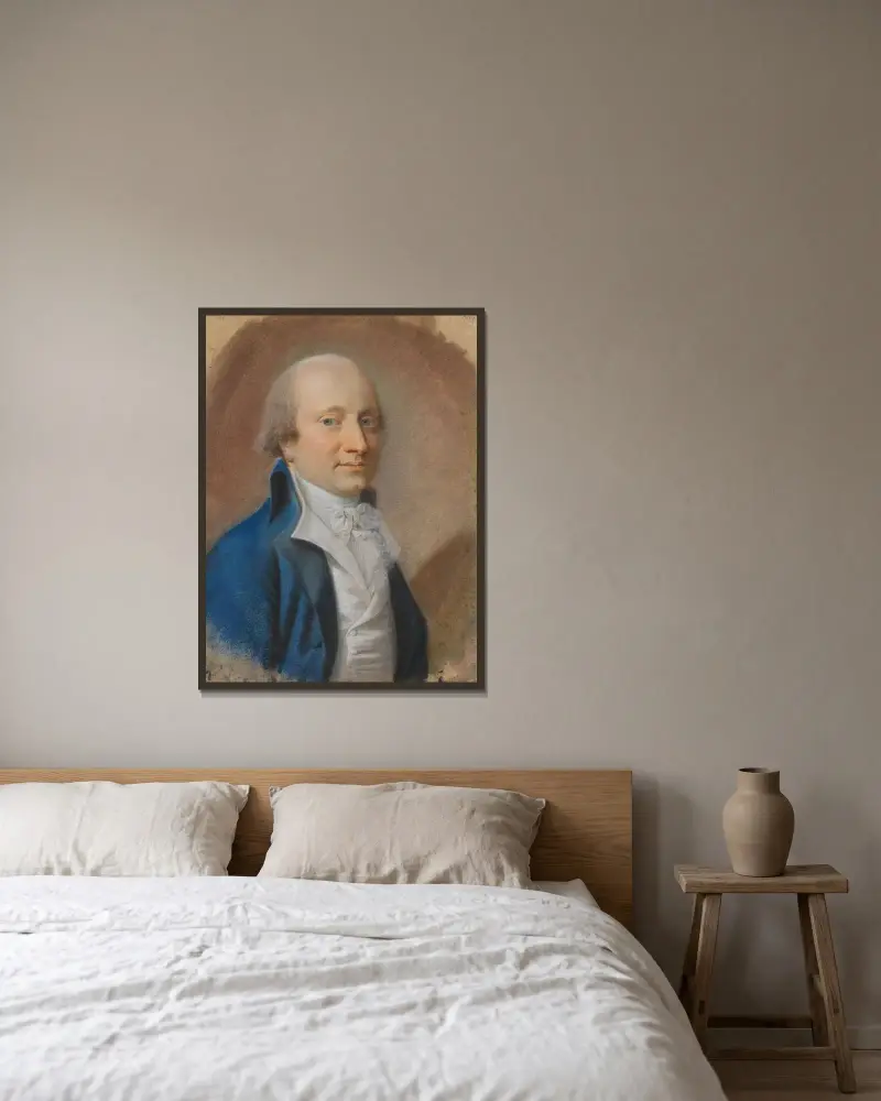 Porträtt av en herre, förmodligen en Blücher av Jens Juel inramad på en vägg