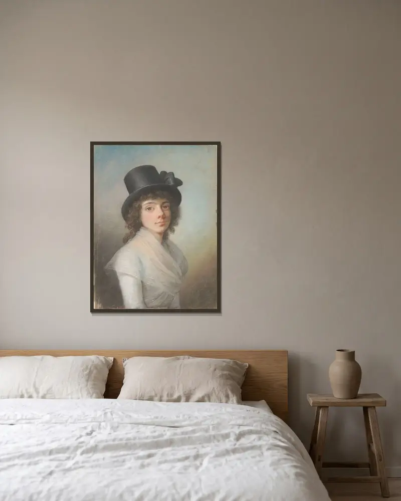 Porträtt av Petronella Cornelia Rømeling av Jens Juel inramad på en vägg