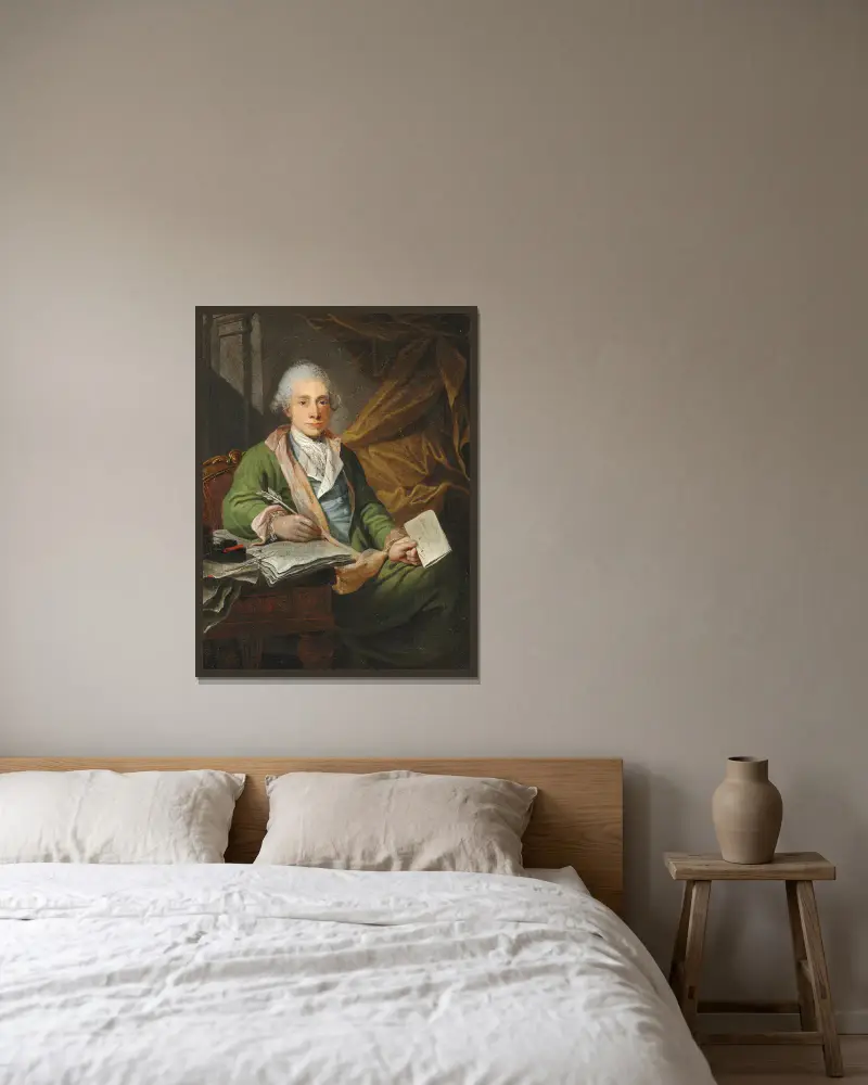 Portret kasjera celnego w Kerteminde, Bartholomæus Hansteen, Jens Juel w ramie na ścianie