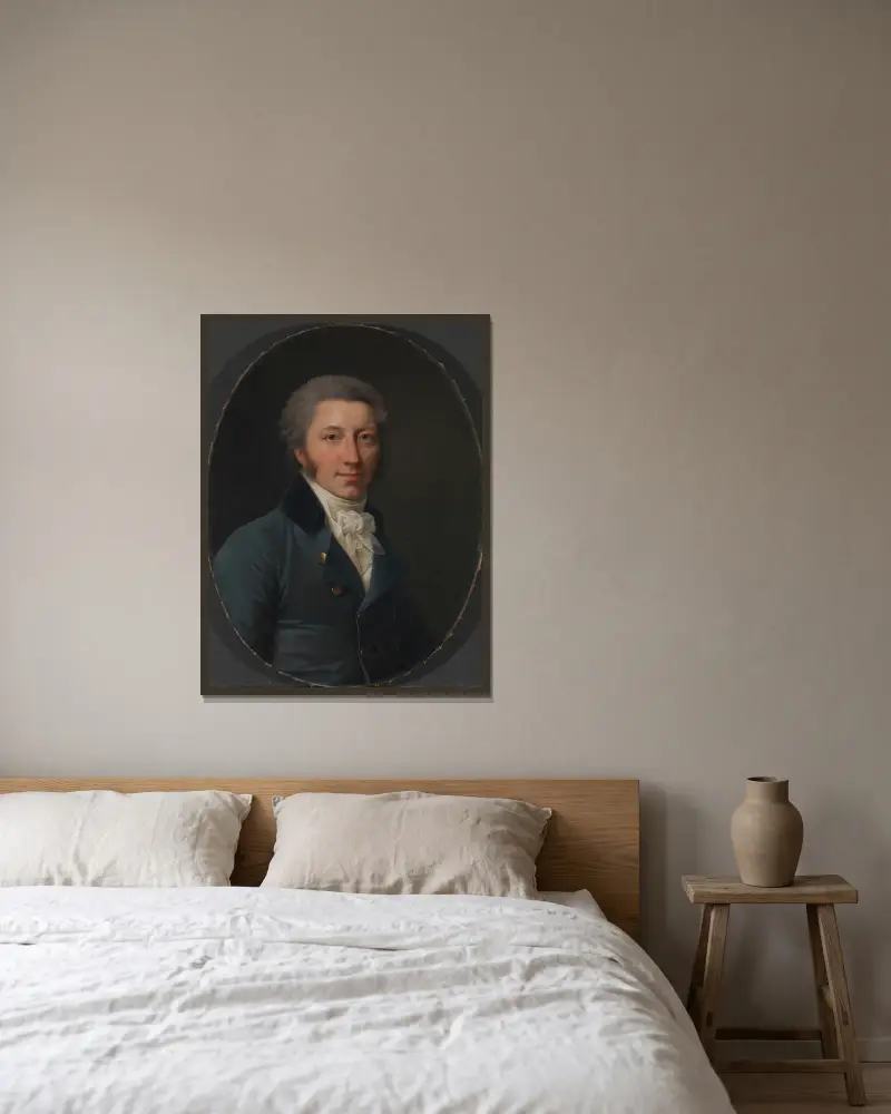 Portrait of a man av Jens Juel inramad på en vägg