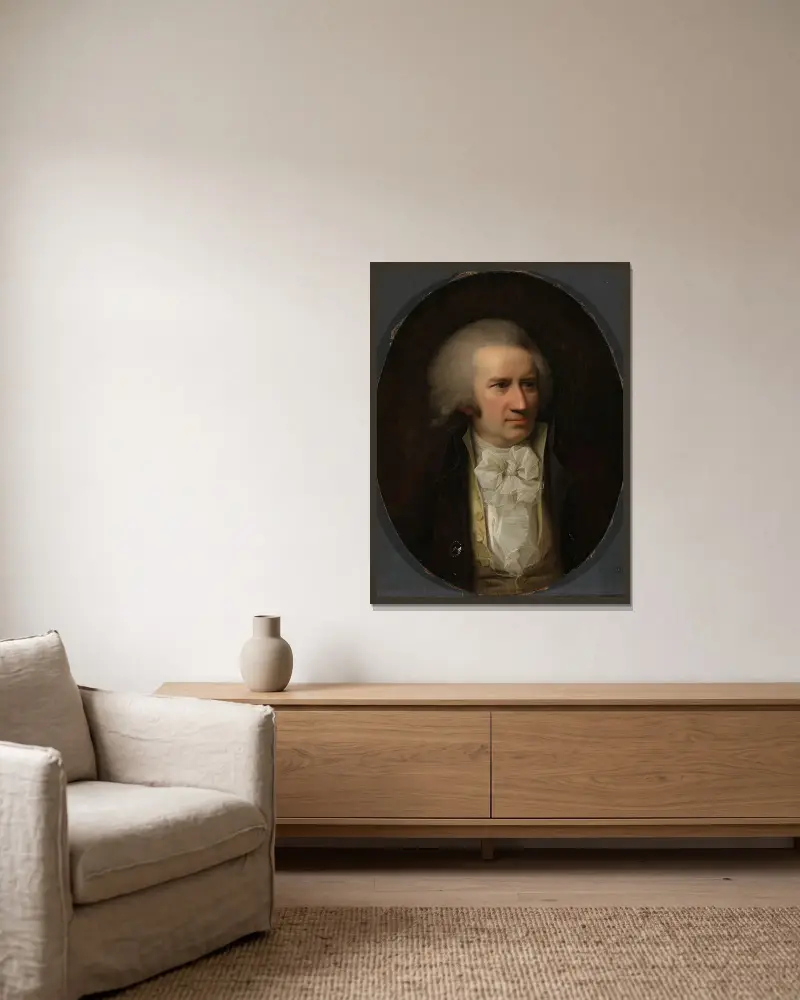 Portrait of Bernt Anker Chamberlain Bernt Anker av Jens Juel inramad på en vägg