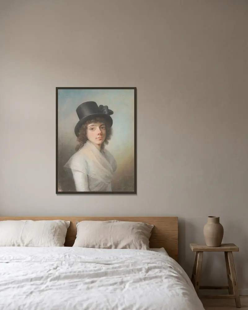 Porträtt av Petronella Cornelia Rømeling av Jens Juel inramad på en vägg
