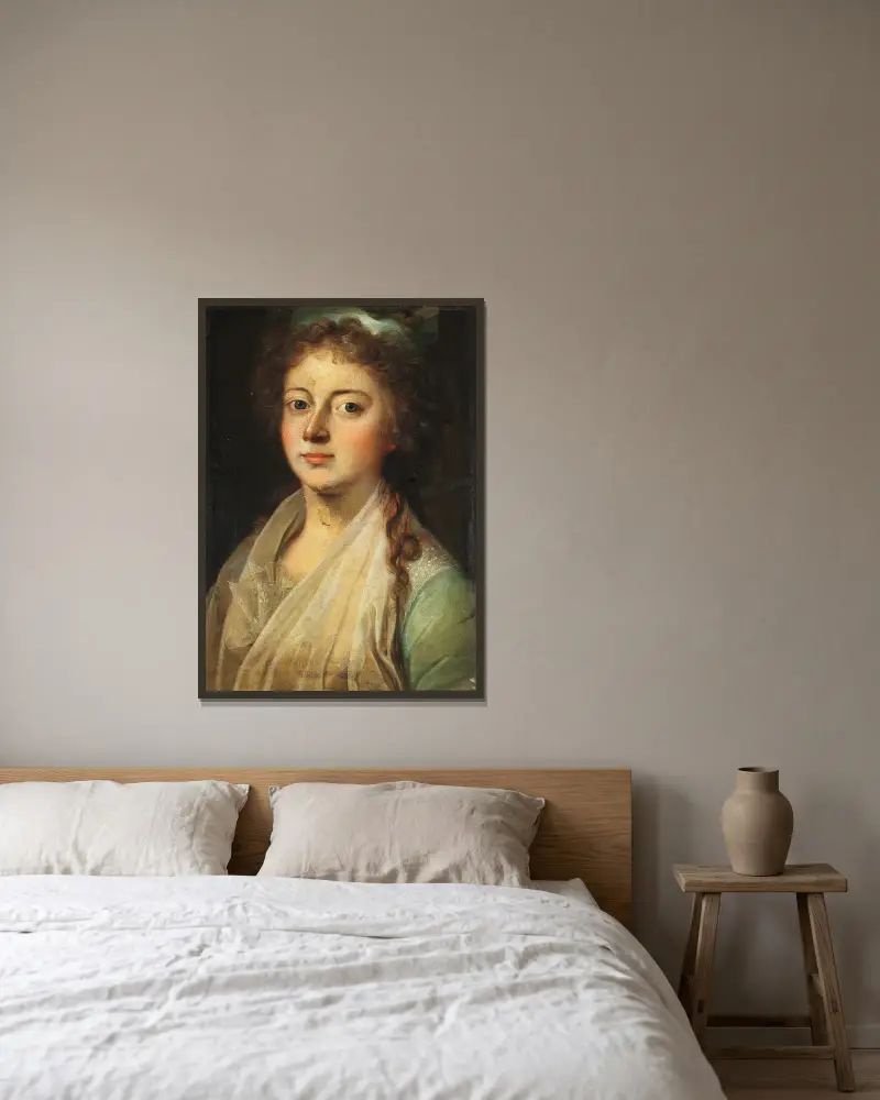 Portrait of Queen Marie Sophie Frederikke av Jens Juel inramad på en vägg