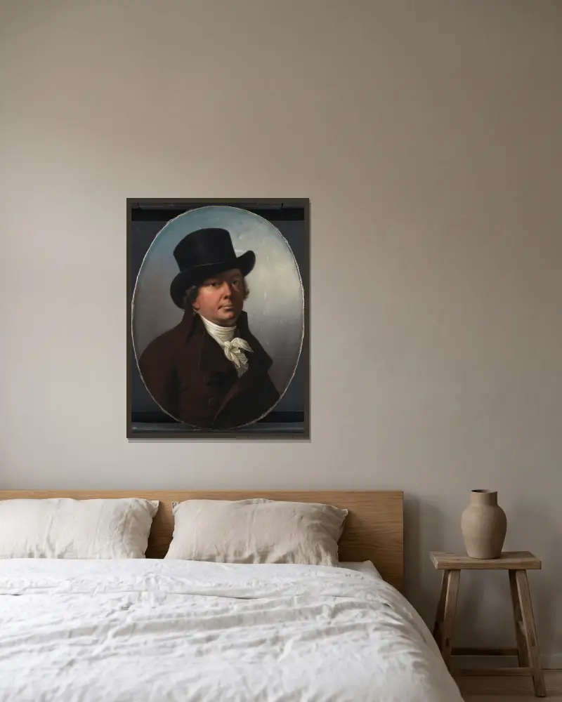 Poul Johan Schouw, guvernør i Ostindien av Jens Juel inramad på en vägg
