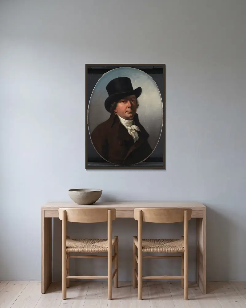 Poul Johan Schouw, guvernør i Ostindien av Jens Juel inramad på en vägg