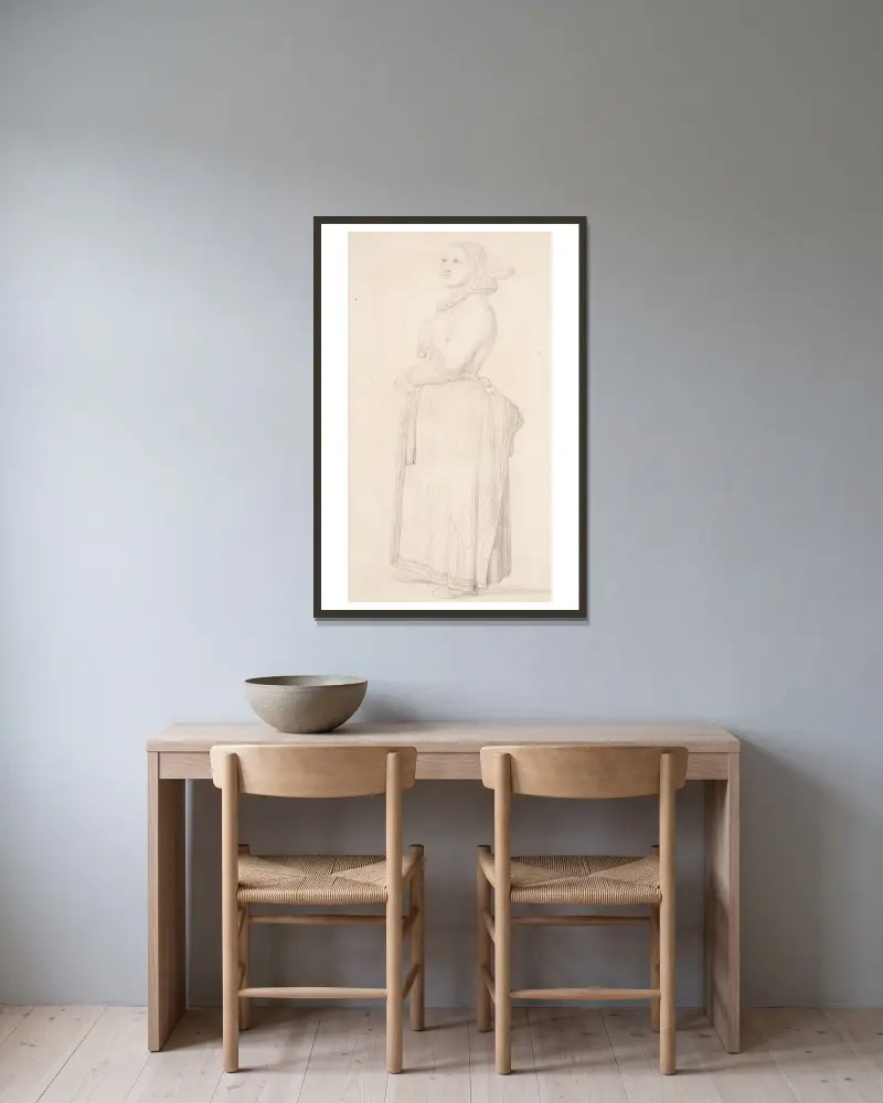 Mädchen aus Amager von Elisabeth Jerichau Baumann gerahmt an einer Wand