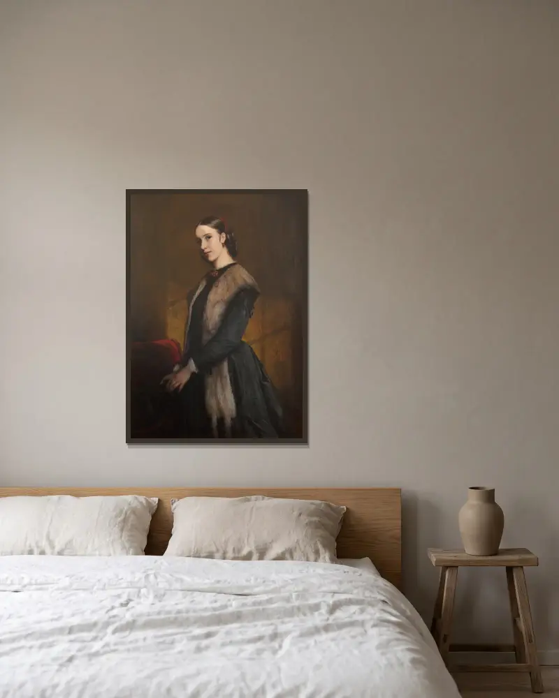 Die Schriftstellerin Emma Kraft von Elisabeth Jerichau Baumann gerahmt an einer Wand