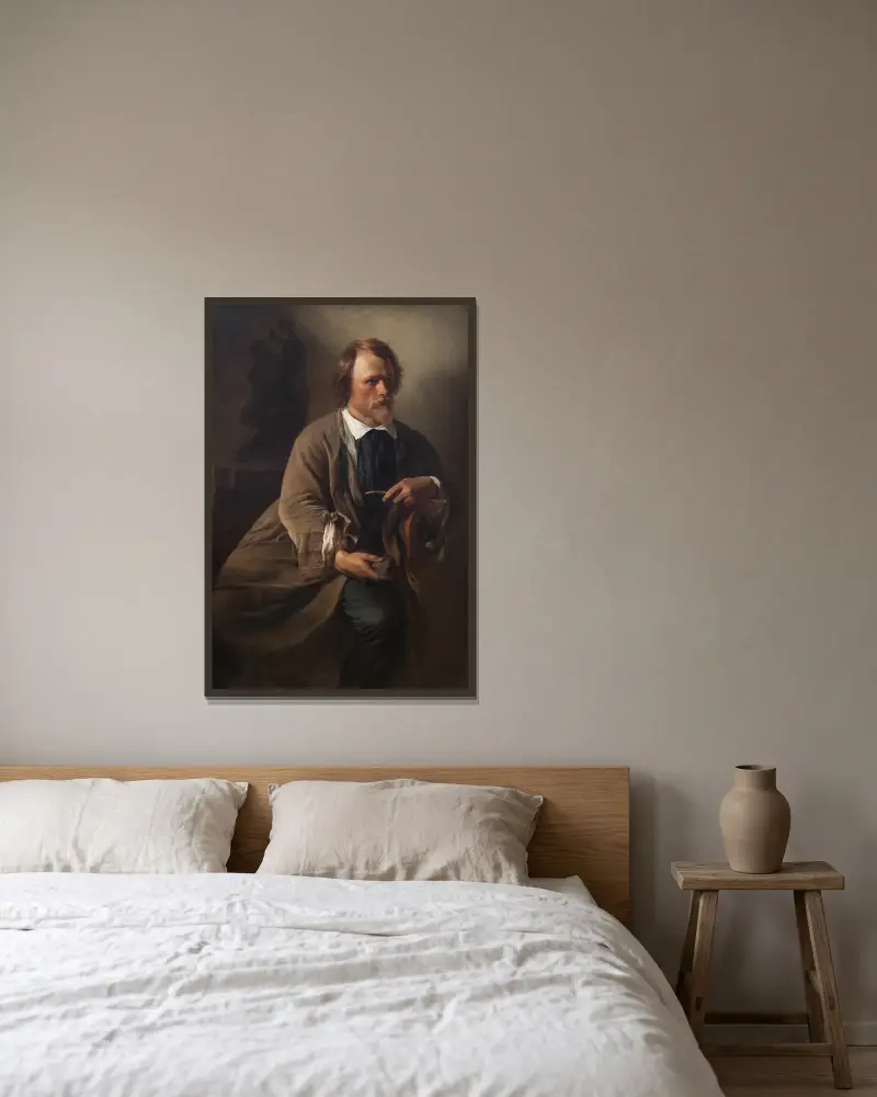 Skulptören Jens Adolf Jerichau, konstnärens make av Elisabeth Jerichau Baumann inramad på en vägg