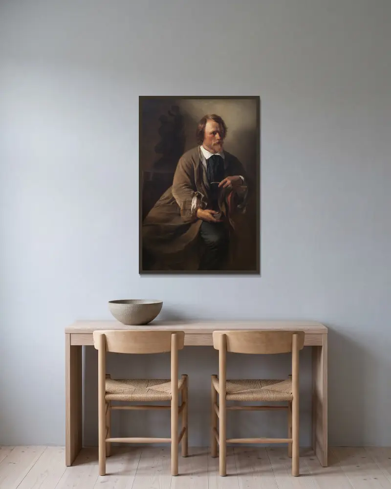 Skulptören Jens Adolf Jerichau, konstnärens make av Elisabeth Jerichau Baumann inramad på en vägg