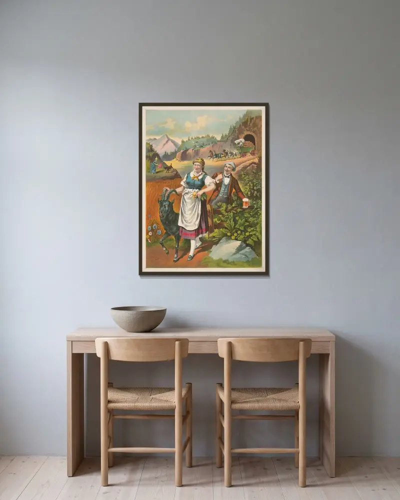 Bavarian bock av Henry Jerome Schile inramad på en vägg