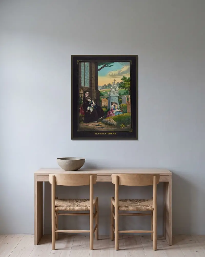 Faderns grav av Henry Jerome Schile inramad på en vägg