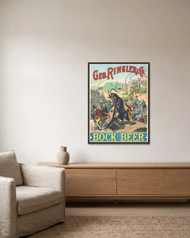 Geo. Ringler & Co., Bock Beer von Henry Jerome Schile gerahmt an einer Wand