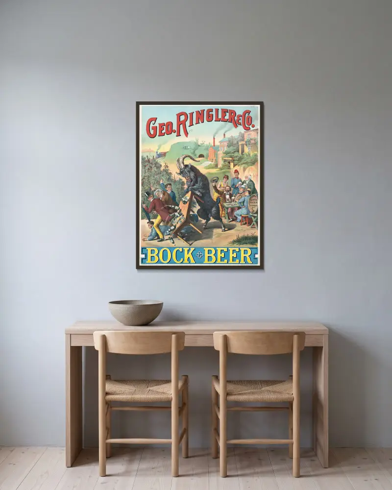 Geo. Ringler & Co., Bock Beer von Henry Jerome Schile gerahmt an einer Wand