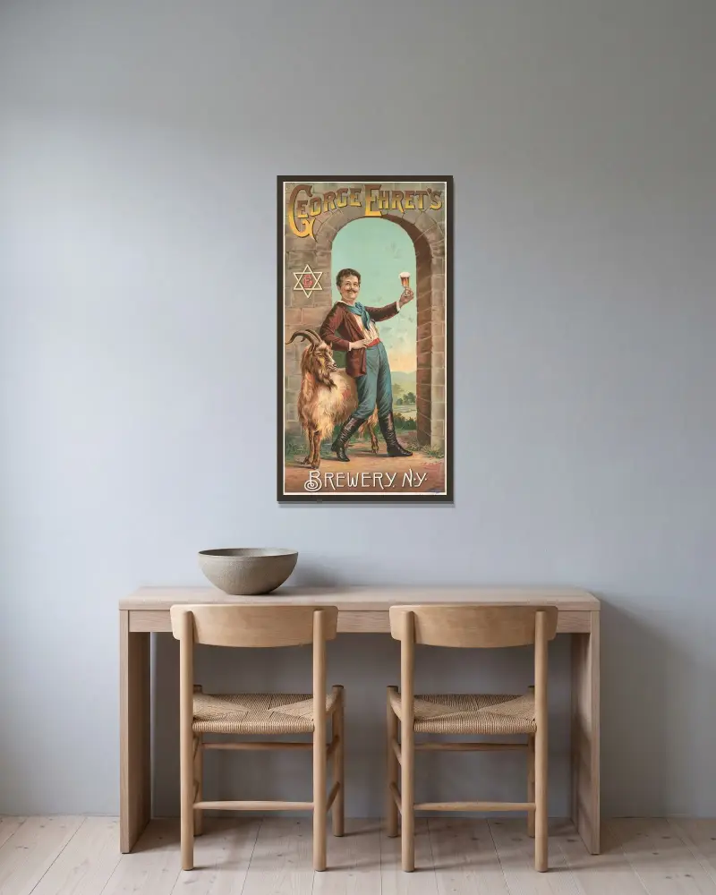 George Ehrets bryggeri, New York av Henry Jerome Schile inramad på en vägg