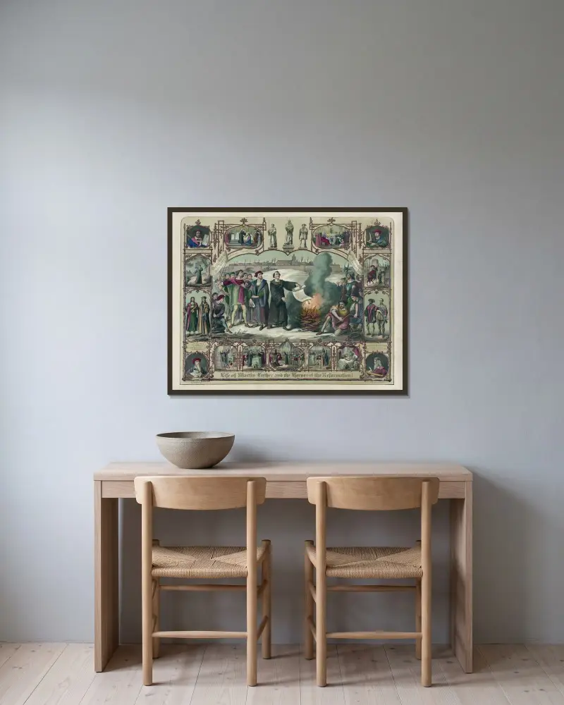 Martin Luthers Leben und die Helden der Reformation! von Henry Jerome Schile gerahmt an einer Wand