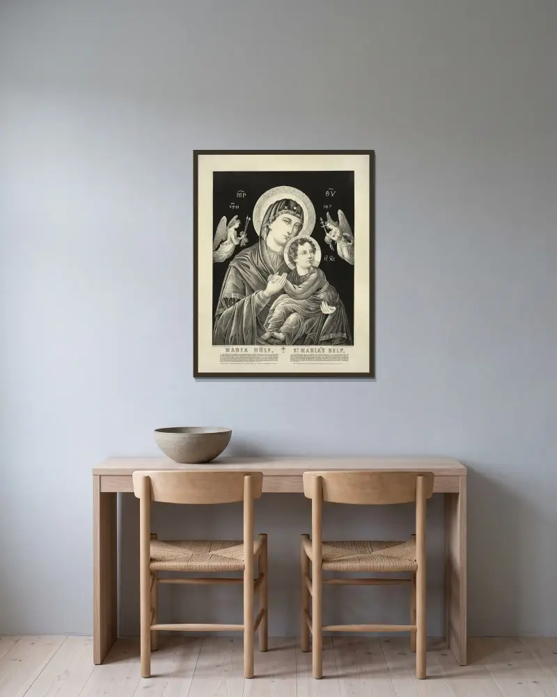 Maria Hjälp, S:ta Marias hjälp av Henry Jerome Schile inramad på en vägg