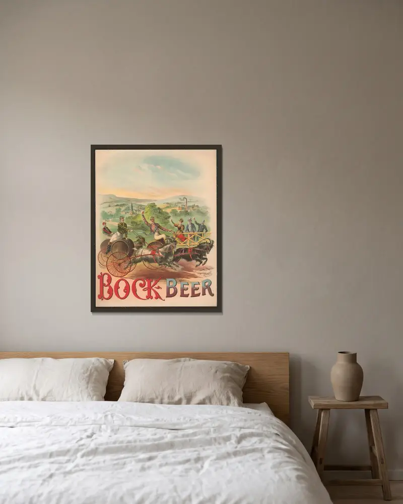 Race Bock 208, Bock Beer av Henry Jerome Schile inramad på en vägg