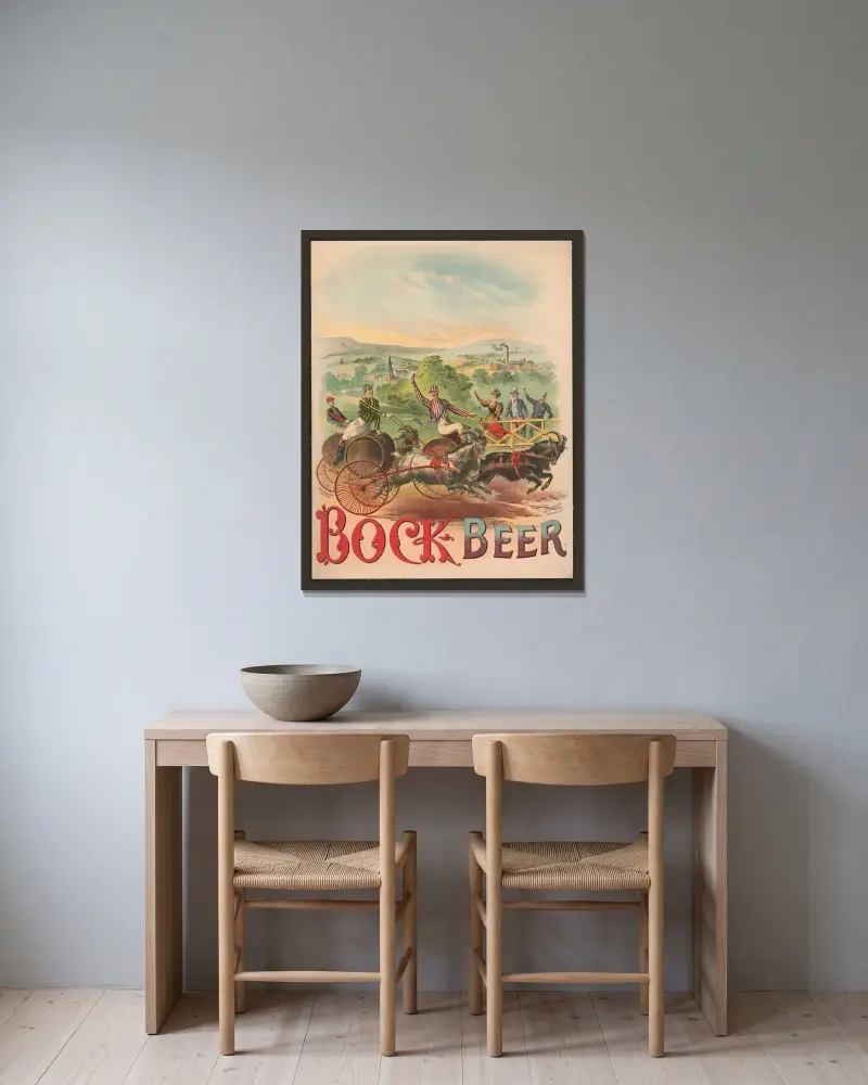 Race Bock 208, Bock Beer av Henry Jerome Schile inramad på en vägg