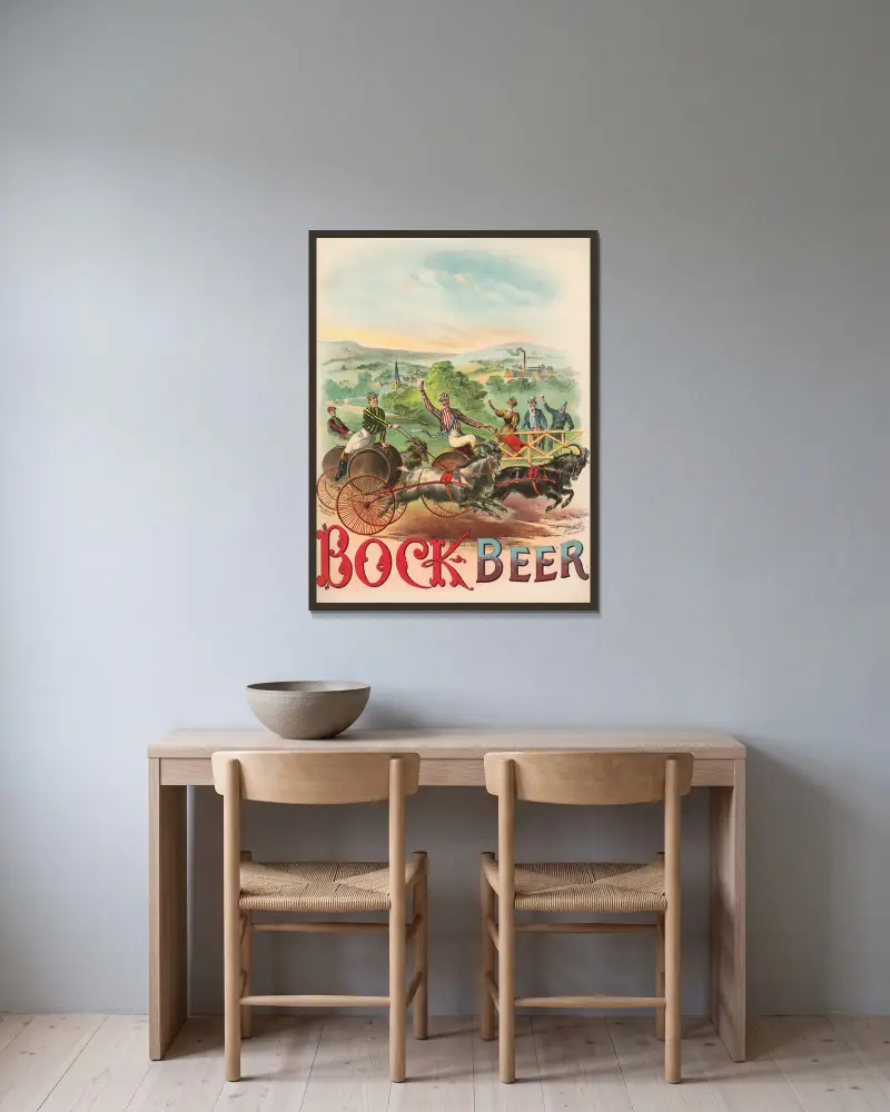 Race Bock, Bock Beer, Henry Jerome Schile v rámu na stěně