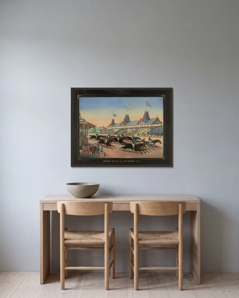 Summer meeting at Long Branch, N.Y. Start. av Henry Jerome Schile inramad på en vägg